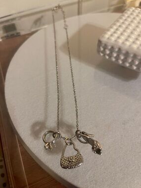 Lia Sophia Silver Charm Necklace with Purse, Ring, & High Heel Charms